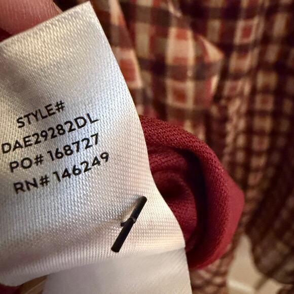 Lulus Plaid Long Sleeve Tiered Mini Dress Brown Check V-Neck L Fall Casual Boho - Picture 8 of 9